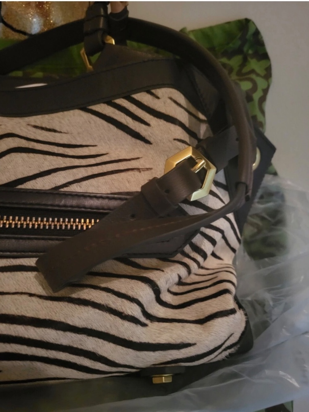 ORYANY Zebra Print Calf Hair Leather Bag Purse - Picture 3 of 5